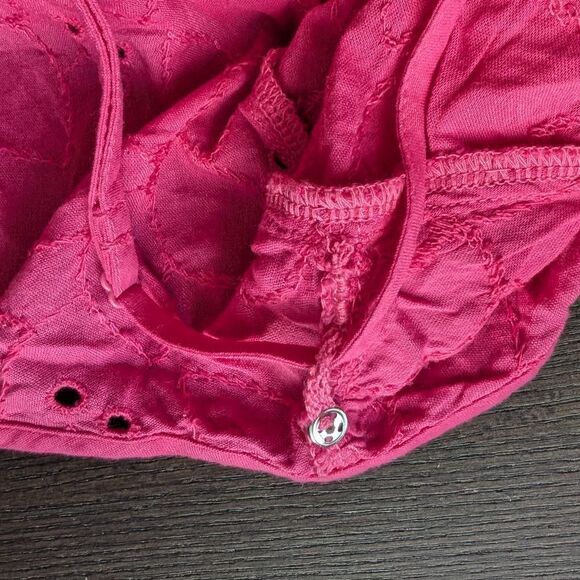 Cotton Eyelet Embroidered Tiered Mini Swing Dress Pink, size M Tall - Picture 6 of 10